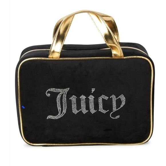 NWT~JUICY COUTURE Black & Gold Weekender~Cosmetic Travel Bag & Organizer - Picture 4 of 7